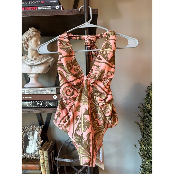 Adriana Degreas Hera Halterneck One Piece Swimsuit Pink Green Womens Size Small - Picture 5 of 10
